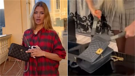 russian influencers cutting up chanel bags|Russian influencers rip up Chanel bags to protest sanctions.